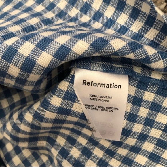 💎 Reformation Brigitte Linen Dress - Azure Check - Picture 8 of 9